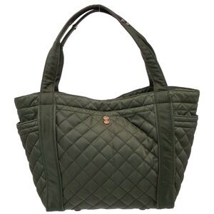 MZ Wallace Large Metro Tote Olive Quilted Nylon Red Lining NEW